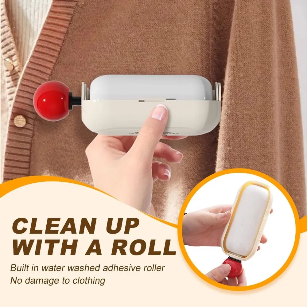 2025 New Enjoy Portable Lint Roller, Casual Portable Reusable Lint Roller Reusable Mini Lint Roller Pet Hair Remover, 2 In1 Washable Lint Remover Sticky Lint Roller Ball for Clothes (1, Black)