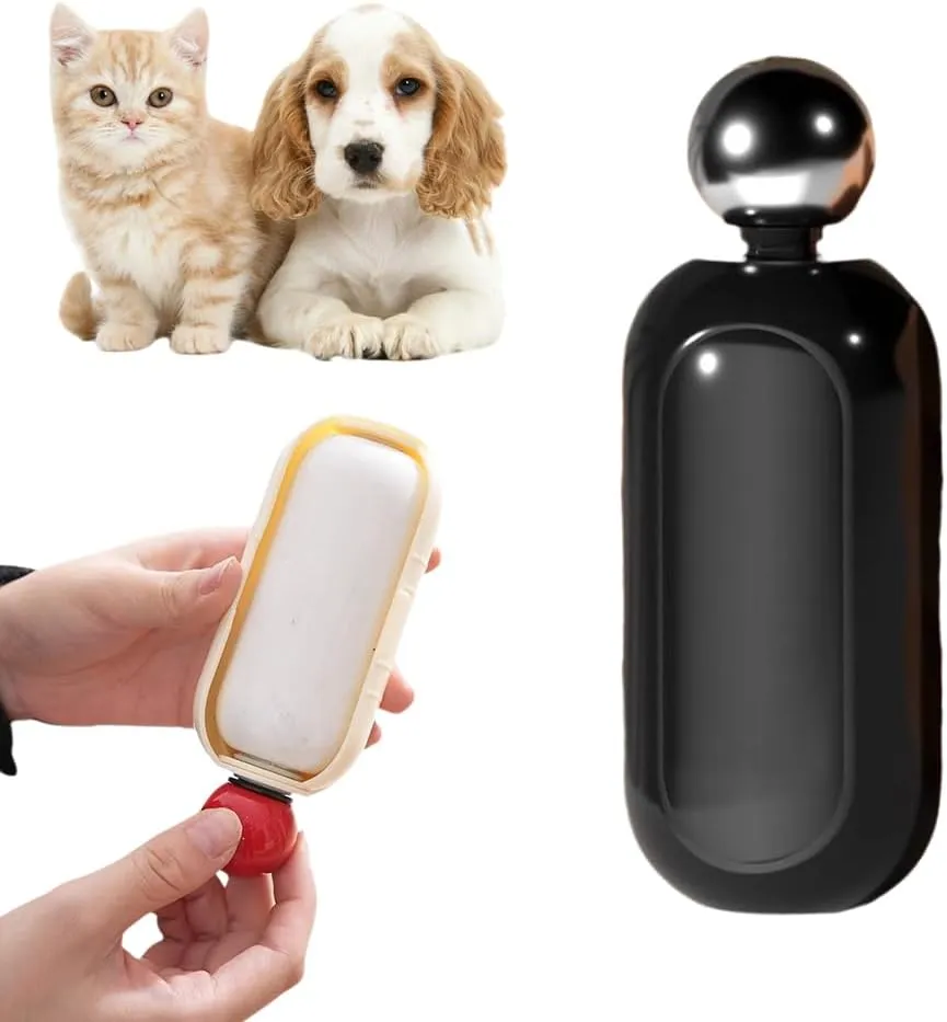 2025 New Enjoy Portable Lint Roller, Casual Portable Reusable Lint Roller Reusable Mini Lint Roller Pet Hair Remover, 2 In1 Washable Lint Remover Sticky Lint Roller Ball for Clothes (1, Black)