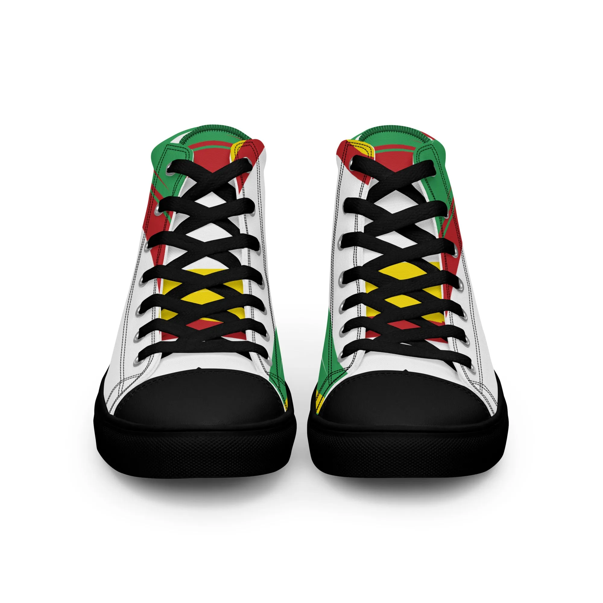 AFRICA STRIPES Men’s High Top Canvas Shoes (White)
