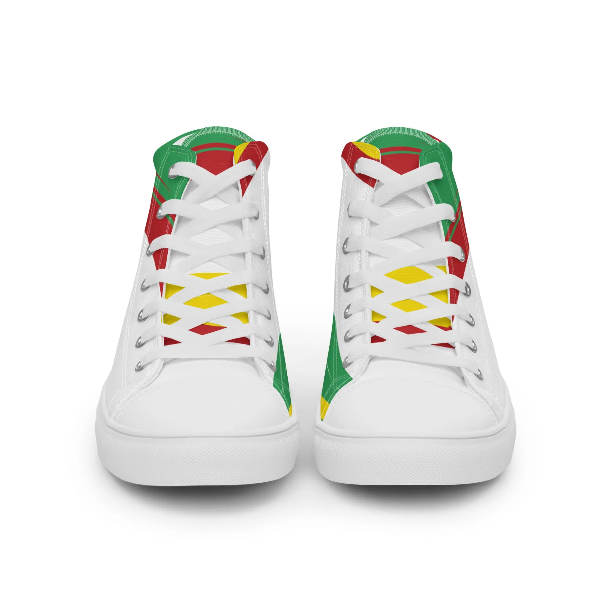 AFRICA STRIPES Men’s High Top Canvas Shoes (White)