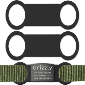 Anavia 2-Pack Silicone Bands, Fits to Anavia Silicone Slide on Pet Tags, S/M/L/XL Multiple Colors FDA Grade Silicone Replacement Tag Attachment Holder (Black, X-Large)