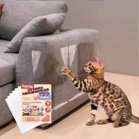 Anti Cat Scratch Furniture Protector-16-Pack Single-Sided, Heavy-Duty Self-Adhesive Tape, No-Residue for Couch, Doors & Walls - with 70 Twist Pins