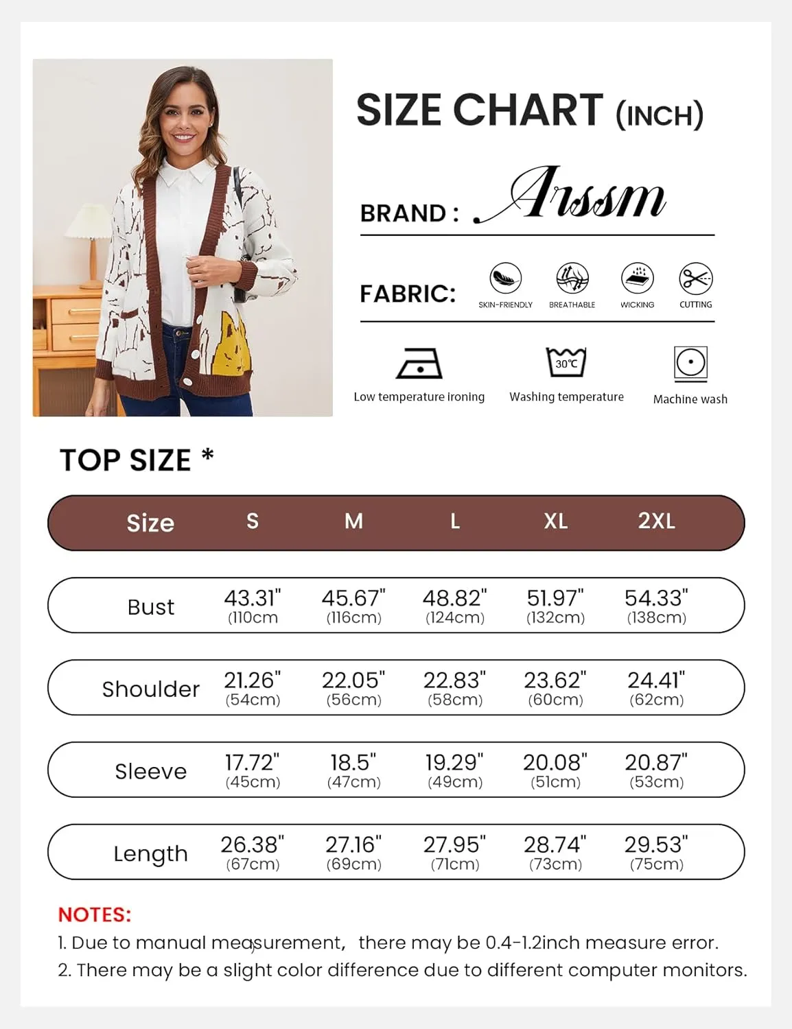Arssm Cat Sweater for Women Oversized Button Down V Neck Cable Knit Sweater Cute Kawaii Cartoon Cardigan Coat