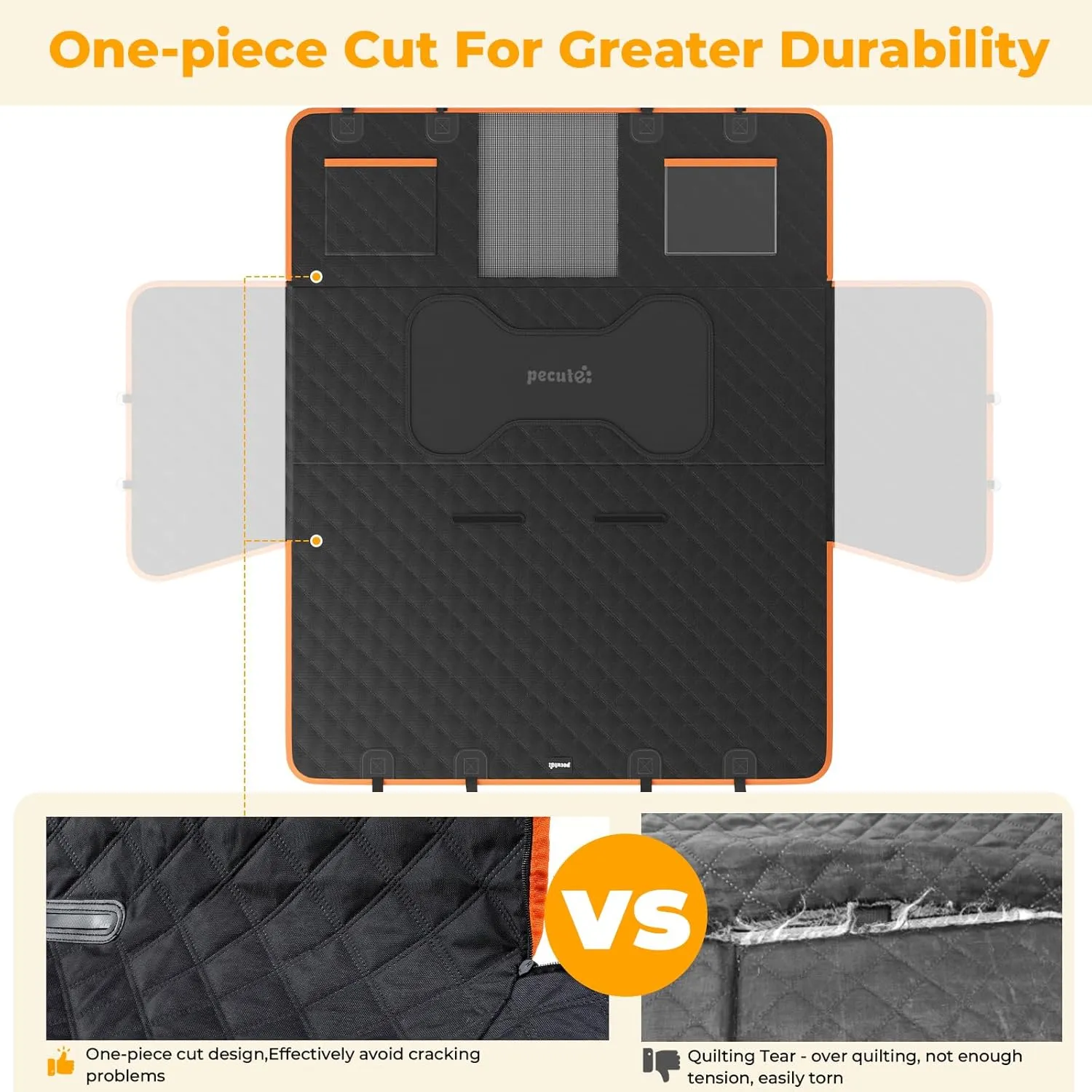 Back Seat Extender for Dogs 52.4 * 24.4in, Upgraded Non-Slip PU Leather Dog Car Seat Cover, Foldable in The Car, Hard PVC Panels Bottom Support to 330 lbs, for Cars/Mid-Size SUV/Small Truck