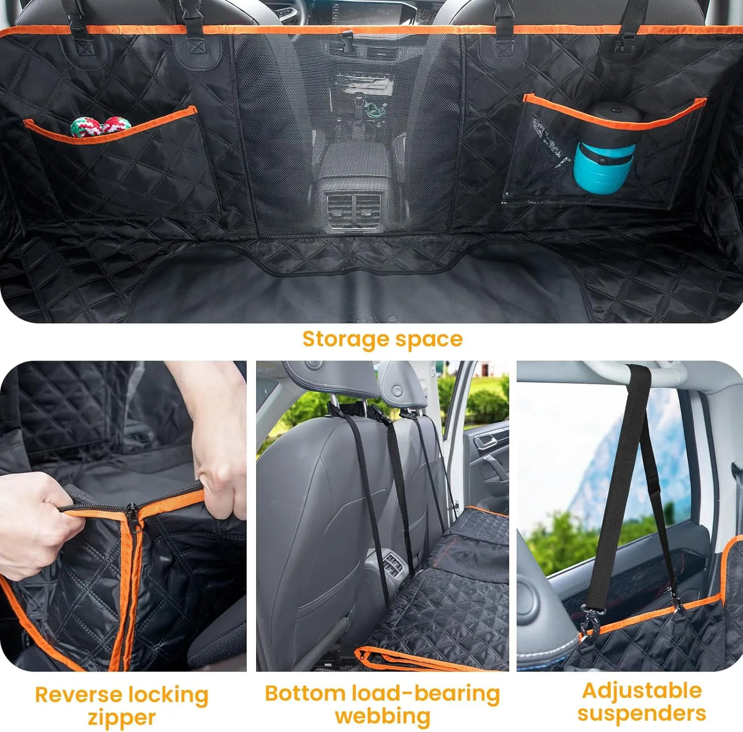 Back Seat Extender for Dogs 52.4 * 24.4in, Upgraded Non-Slip PU Leather Dog Car Seat Cover, Foldable in The Car, Hard PVC Panels Bottom Support to 330 lbs, for Cars/Mid-Size SUV/Small Truck