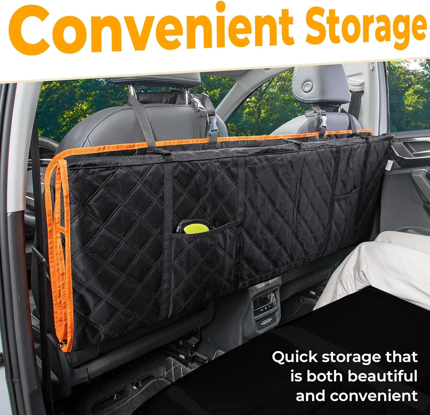 Back Seat Extender for Dogs 52.4 * 24.4in, Upgraded Non-Slip PU Leather Dog Car Seat Cover, Foldable in The Car, Hard PVC Panels Bottom Support to 330 lbs, for Cars/Mid-Size SUV/Small Truck