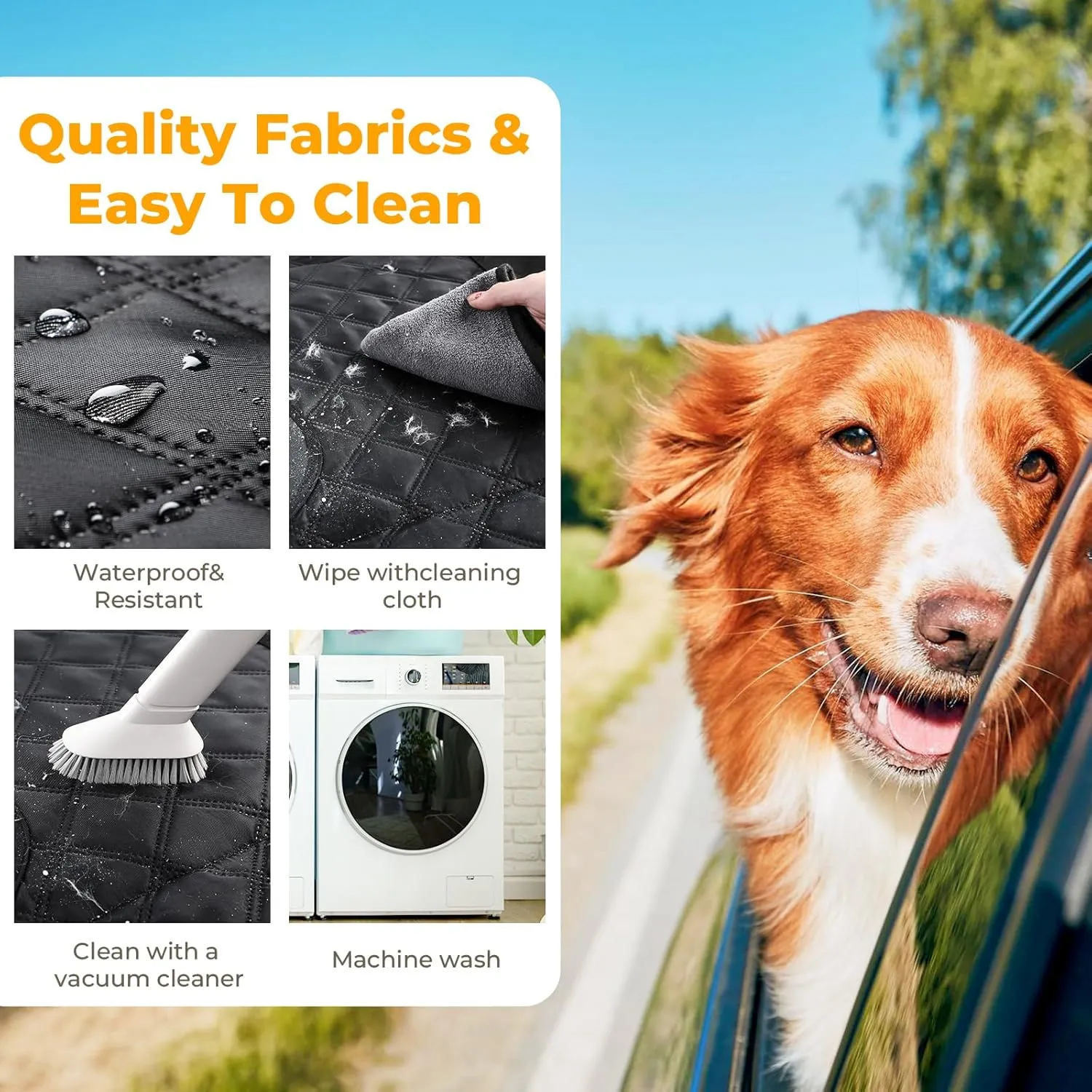 Back Seat Extender for Dogs 52.4 * 24.4in, Upgraded Non-Slip PU Leather Dog Car Seat Cover, Foldable in The Car, Hard PVC Panels Bottom Support to 330 lbs, for Cars/Mid-Size SUV/Small Truck