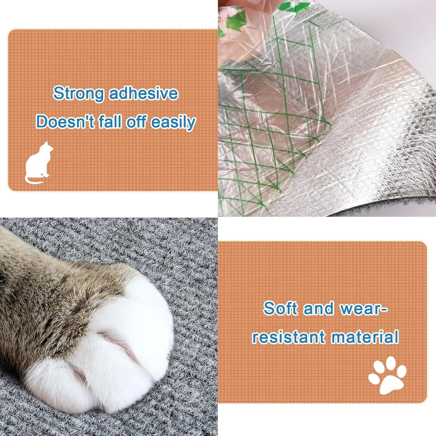 Cat Carpet, 98.4" x 15.8" Trimmable Replacement Scratching Mat,Self-Adhesive Scratch Mat - Cat Scratch Furniture Protector - Light Gray