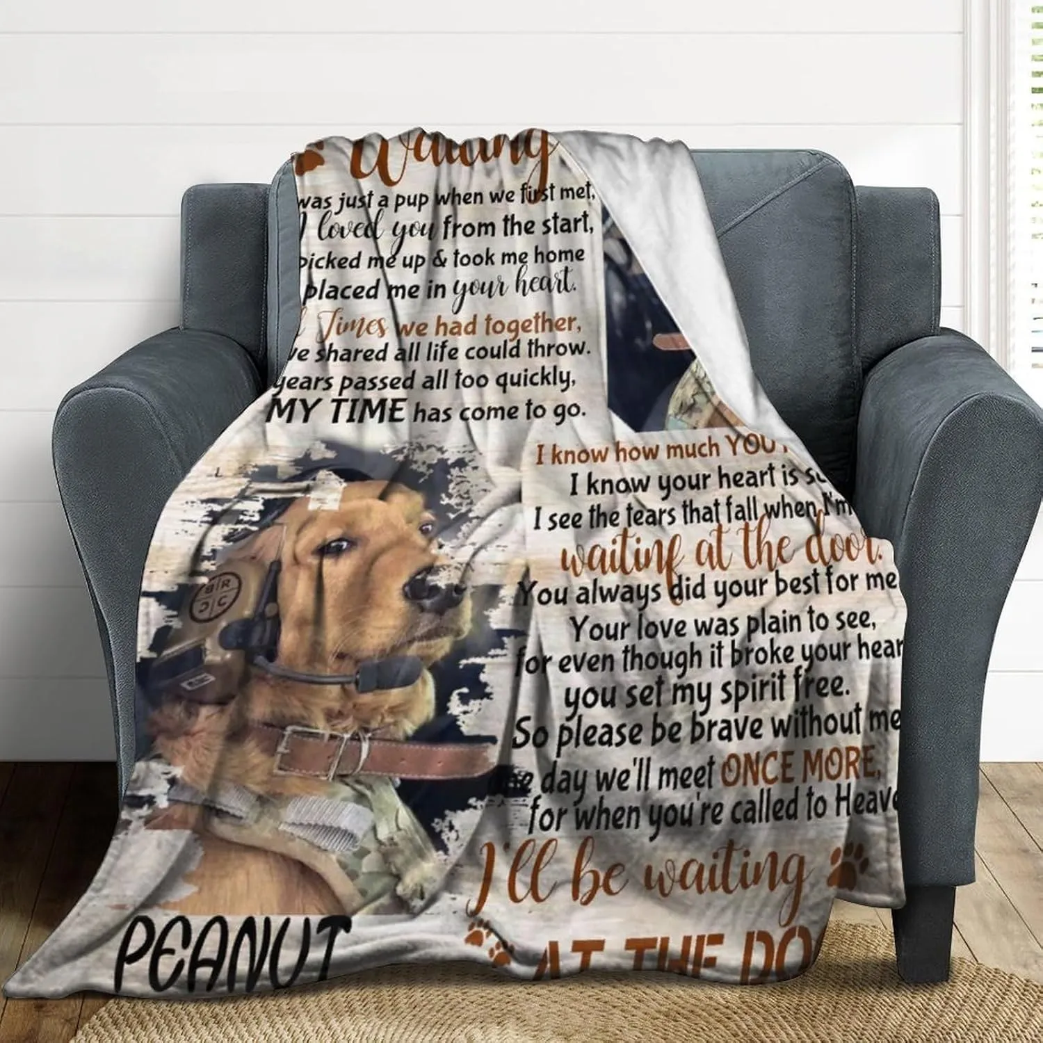 Customized Memory Blankets with Photos - Personalized Picture Pet Loss Memorial Soft Throw Blankets - Bereavement Gift for Dog Lovers - Made in USA