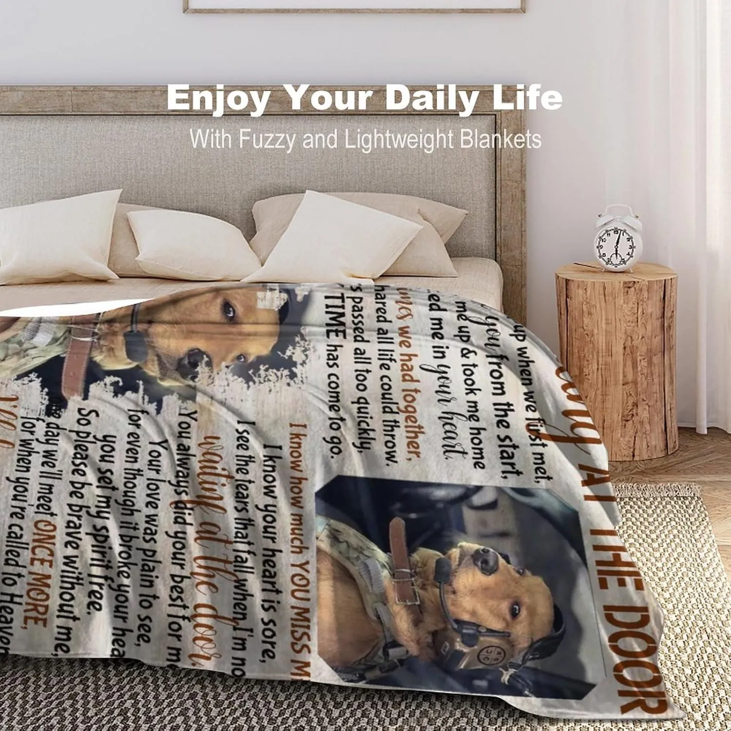 Customized Memory Blankets with Photos - Personalized Picture Pet Loss Memorial Soft Throw Blankets - Bereavement Gift for Dog Lovers - Made in USA