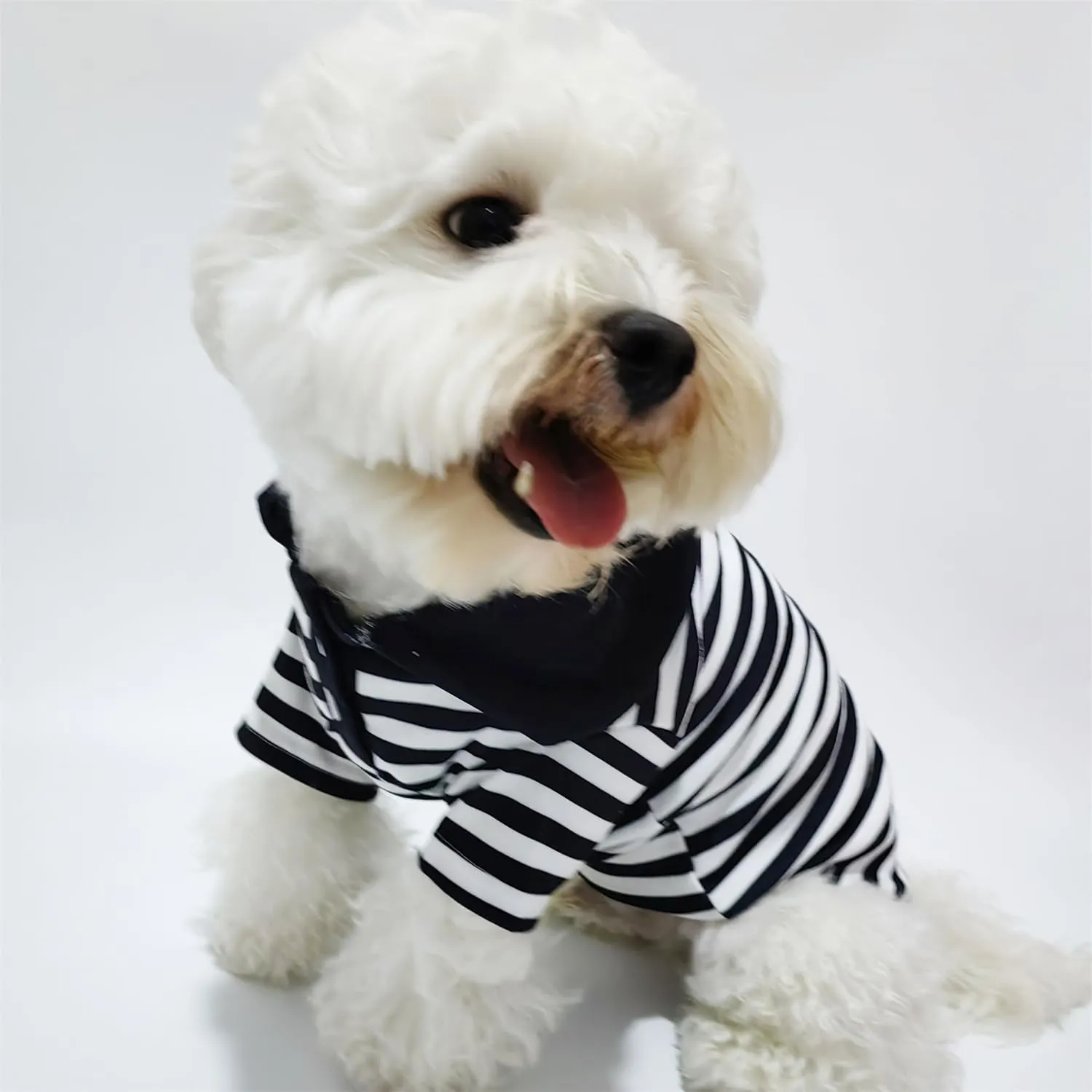 Cute Dog Clothes Striped Dog Polo Shirts Cute Sweater Puppy Clothes Gentle Sweater Pet Clothes for Small Medium Large Dogs Cats (Black Stripe, Medium Size for 5.5-8.5lb Pets)