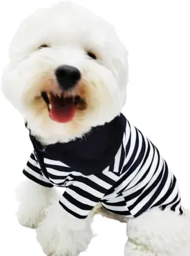 Cute Dog Clothes Striped Dog Polo Shirts Cute Sweater Puppy Clothes Gentle Sweater Pet Clothes for Small Medium Large Dogs Cats (Black Stripe, Medium Size for 5.5-8.5lb Pets)