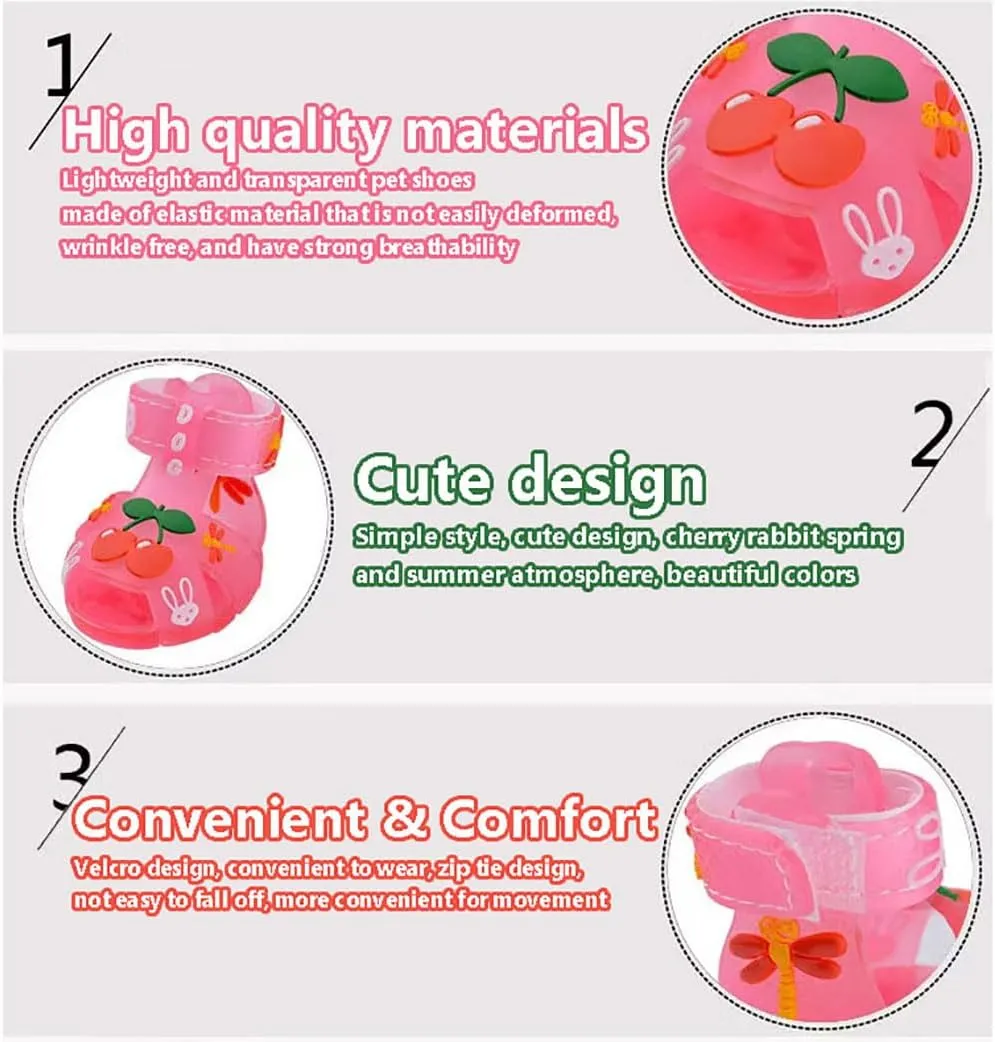Cute Summer Dog Shoes Sweet Cherry Puppy Sandals Pet Jelly Shoes Flats, Dog Booties Paw Protector for Summer Hot Pavement (Candy Yellow, #3: 2.09''x1.65''(Length*Width))