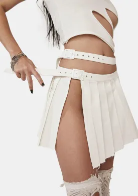 Distortion Off White Pleated Wrap Skirt