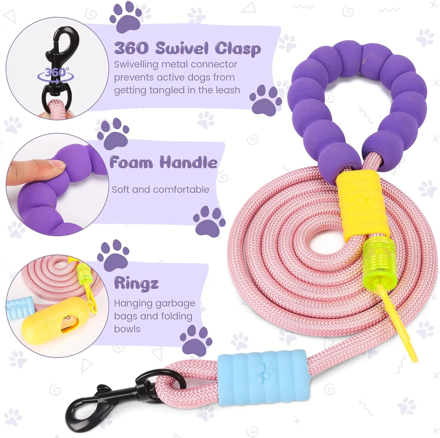 Dog Harness and Leash Set with 2 Flower Patches, No Pull Adjustable Puppy Harness, Step in No Chock Dog Vest for Small Medium Dogs Puppy and Cats(Purple, M)