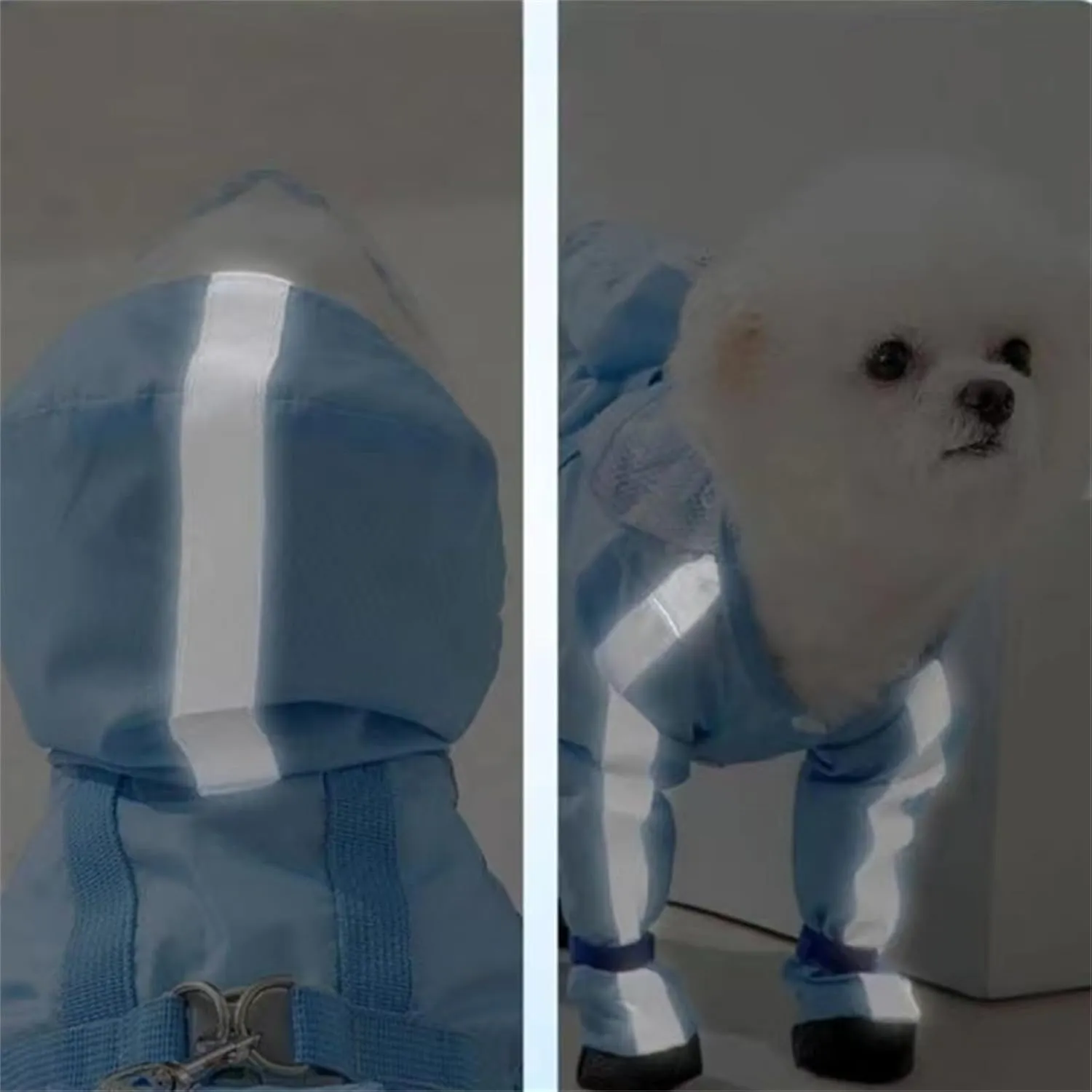 Dog Raincoat with Boots,Waterproof Dog Raincoats with Hood for Small Medium Large Dogs,Raincoat with Reflective Strap, Lightweight Rain Jacket with Leash Hole (Blue Cloud, Medium)