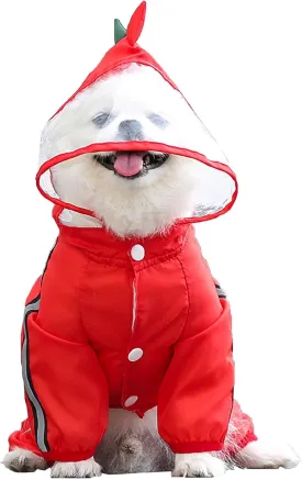 Dog Raincoat with Hood, Waterproof Full-Coverage Reflective Rain Jacket Quick-Drying Rain Poncho and Shoes for Small Medium Large Dogs,Dinosaur,L