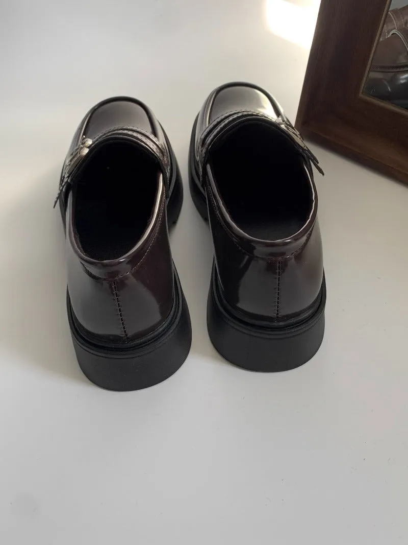 Double Buckle Patent Leather Loafers
