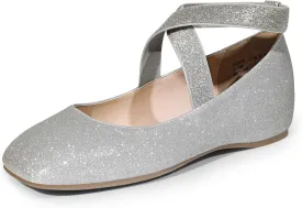 DREAM PAIRS Women's Ballet Flats, Comfortable Slip-On Square Toe Dress Shoes with Elastic Ankle Straps