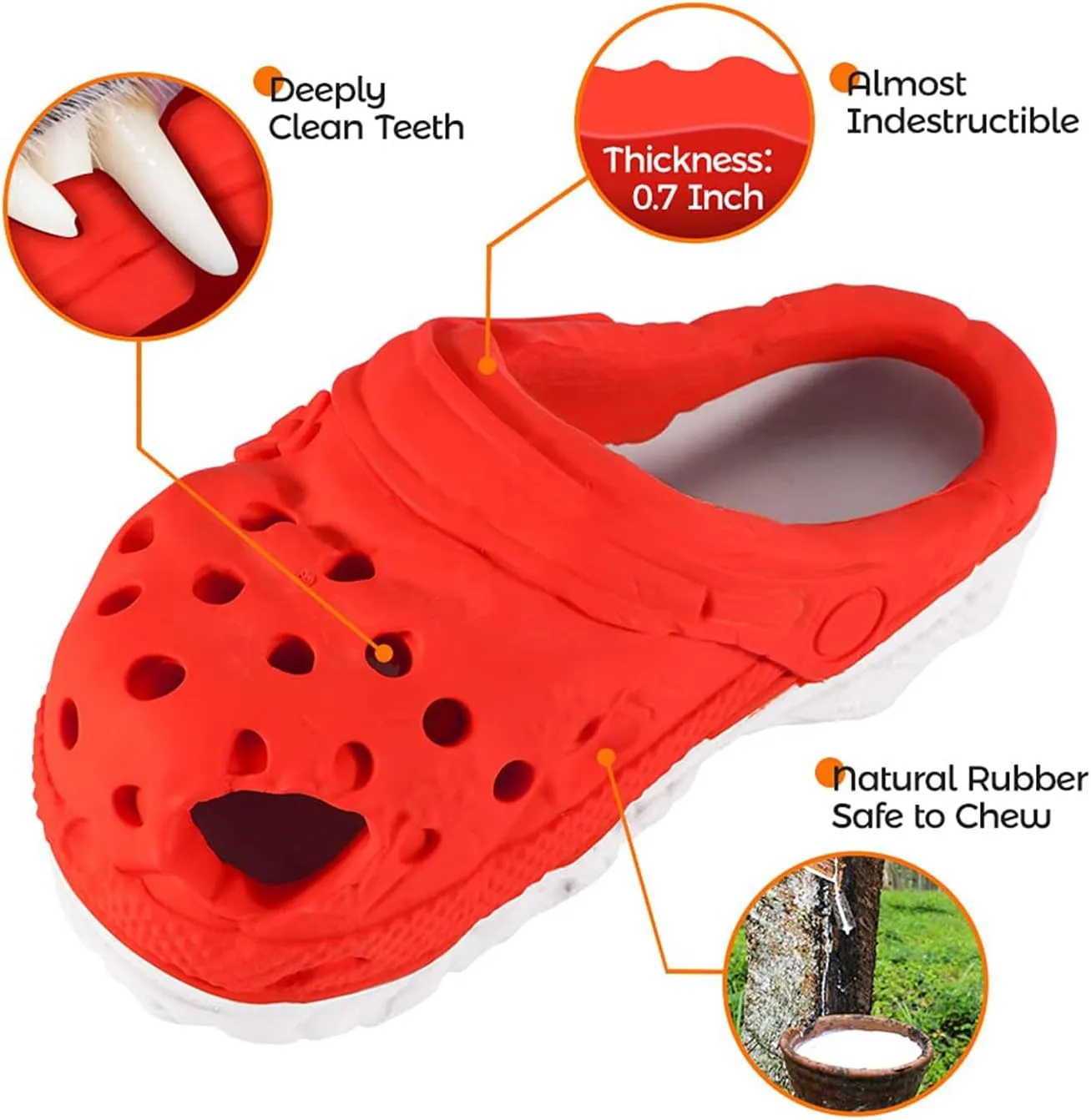 Durable Rubber Slipper Toy Interactive Puppy Toys Aggressive Chewers Small Meduium Breed,Dog Tough Toys for Pet Training and Cleaning Teeth,Indestructible Dog Toys for Aggressive Chewers (Slipper-Red)