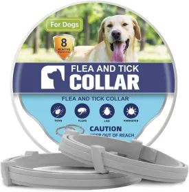 Flea Collar for Dogs, 8 Months Flea & Tick Collars for Dogs, Adjustable One Size Fits All 2 Count