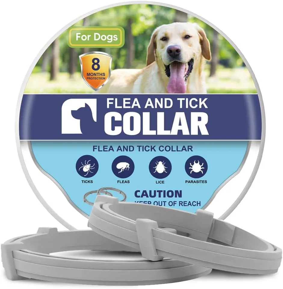 Flea Collar for Dogs, 8 Months Flea & Tick Collars for Dogs, Adjustable One Size Fits All 2 Count