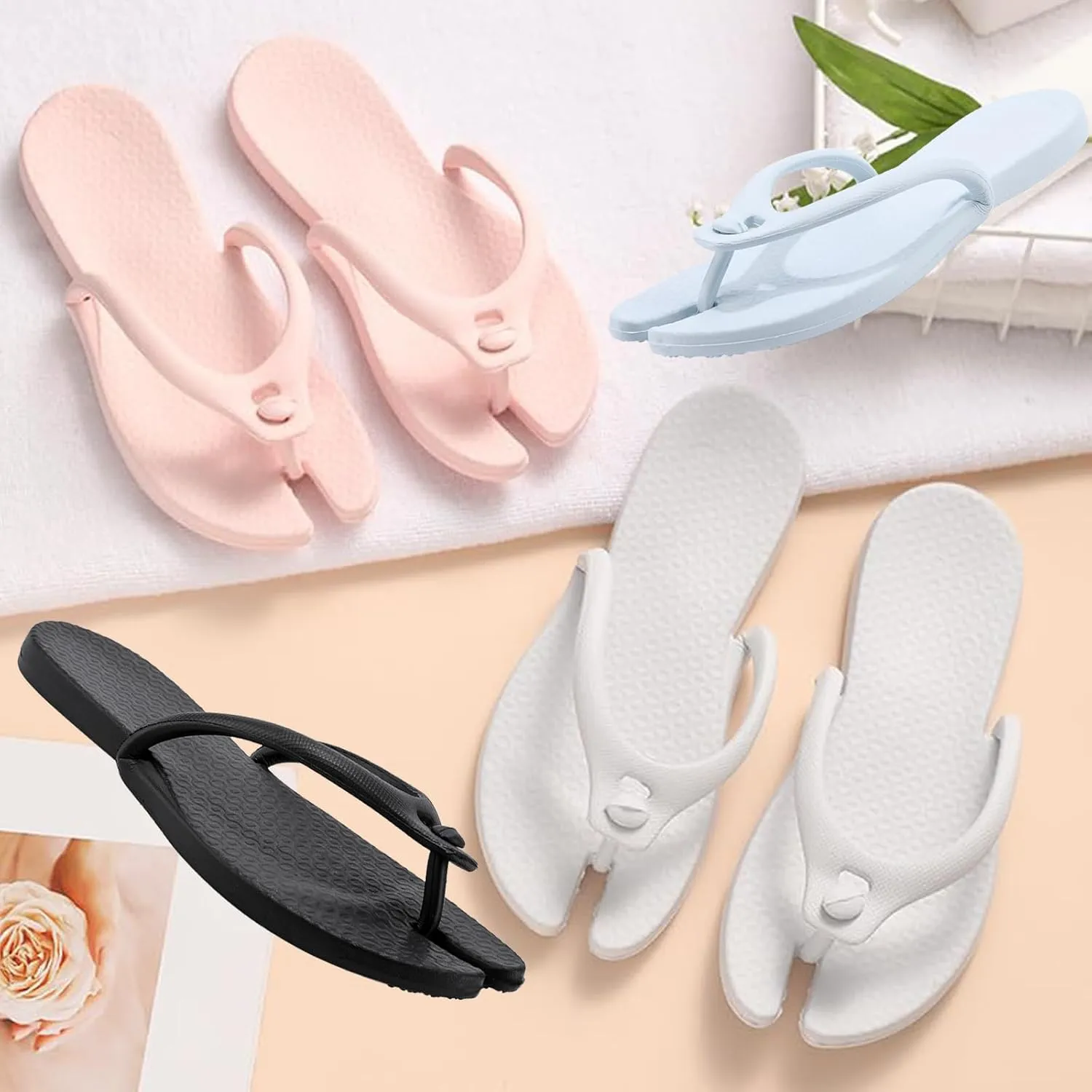 Foldable Travel Slippers for Men & Women  Non-Slip Waterproof Shower Flip Flops, Quick Dry Pool Sandals, Lightweight Portable Beach & Camp Slides, Comfortable & Durable EVA Shower Shoes Blue