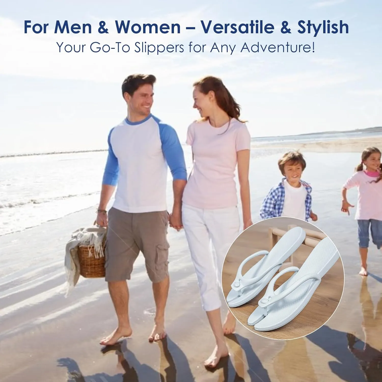 Foldable Travel Slippers for Men & Women  Non-Slip Waterproof Shower Flip Flops, Quick Dry Pool Sandals, Lightweight Portable Beach & Camp Slides, Comfortable & Durable EVA Shower Shoes Blue