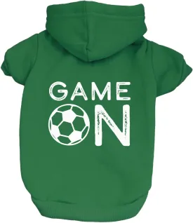 Game On Soccer Dog Hoodie Fleece Lined Pullover Sweatshirt with Leash Hole (Green, Large 1073)