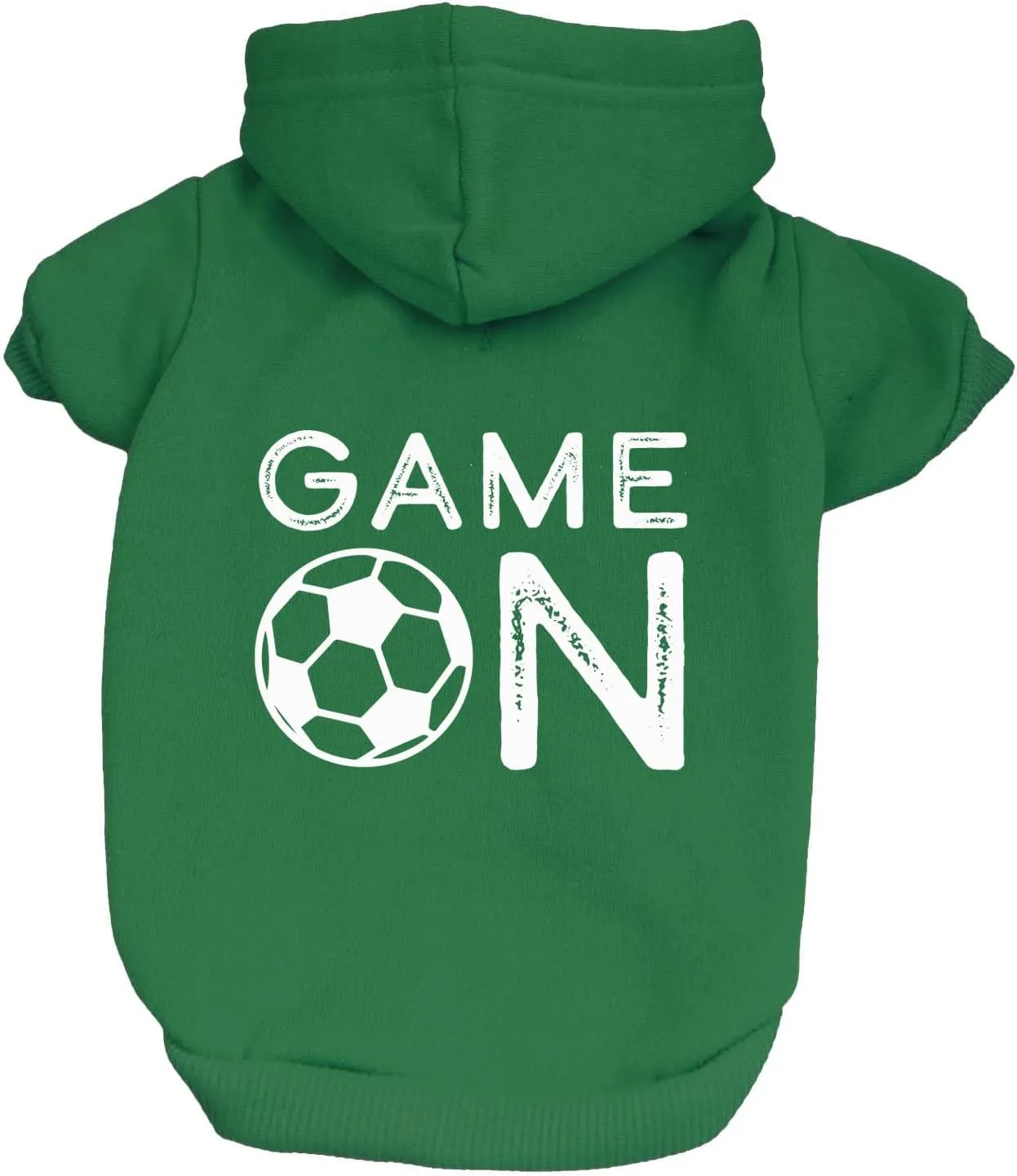 Game On Soccer Dog Hoodie Fleece Lined Pullover Sweatshirt with Leash Hole (Green, Large 1073)