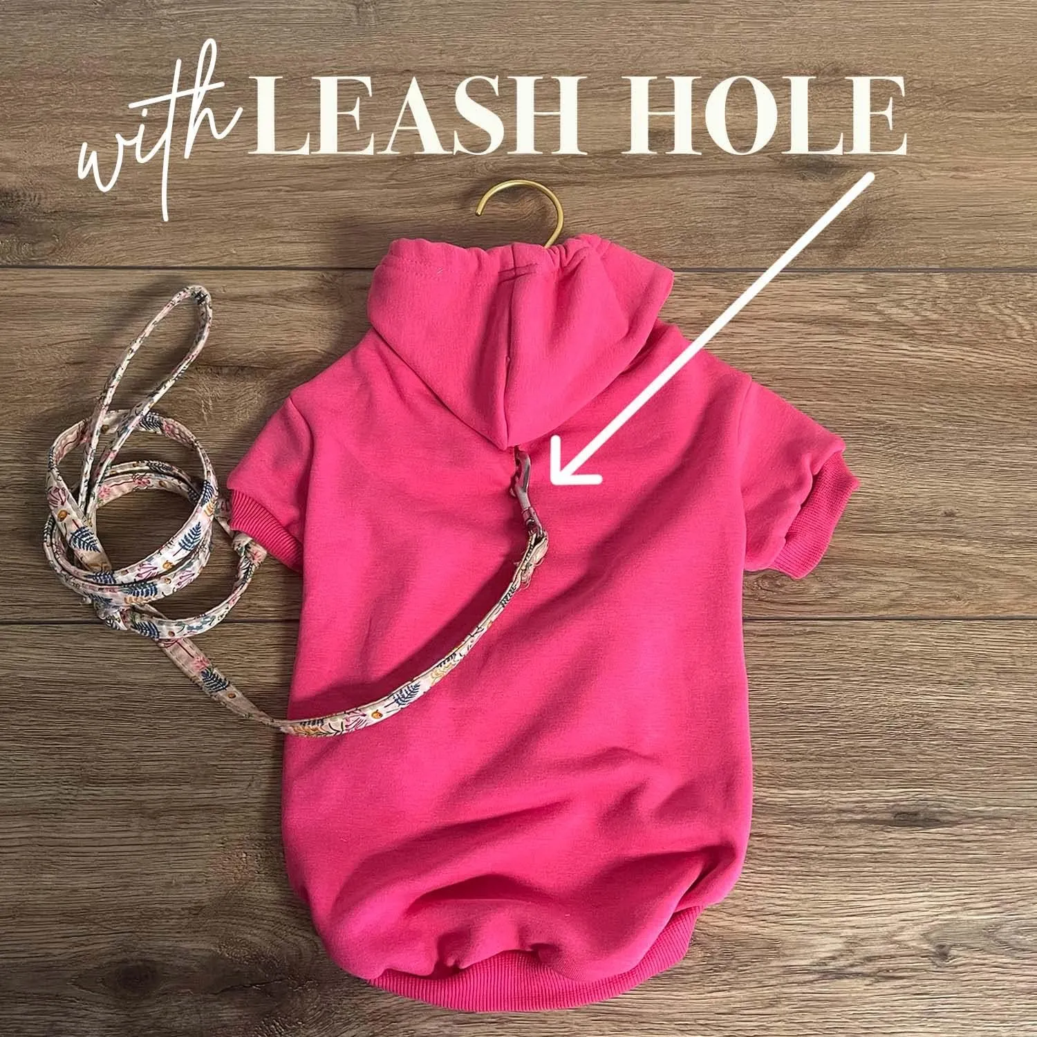 Game On Soccer Dog Hoodie Fleece Lined Pullover Sweatshirt with Leash Hole (Hot Pink, Large 1073)