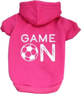 Game On Soccer Dog Hoodie Fleece Lined Pullover Sweatshirt with Leash Hole (Hot Pink, Large 1073)
