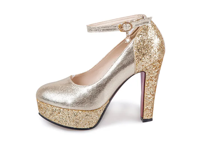 Girls's Chunky Heel Pumps High Heeled Sequins