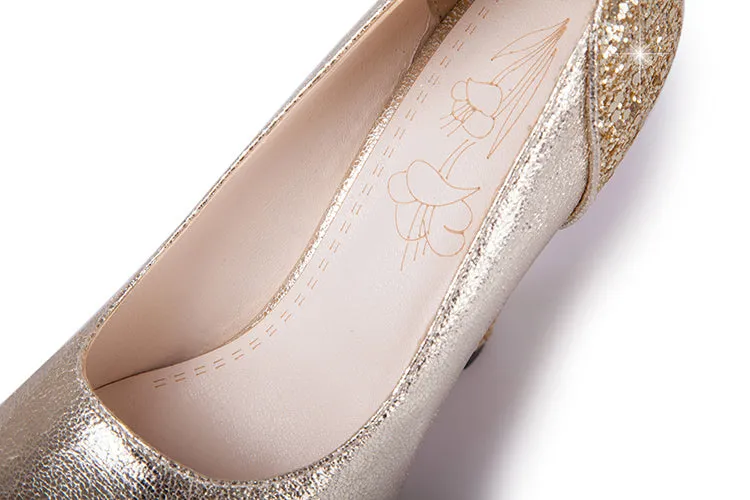 Girls's Chunky Heel Pumps High Heeled Sequins