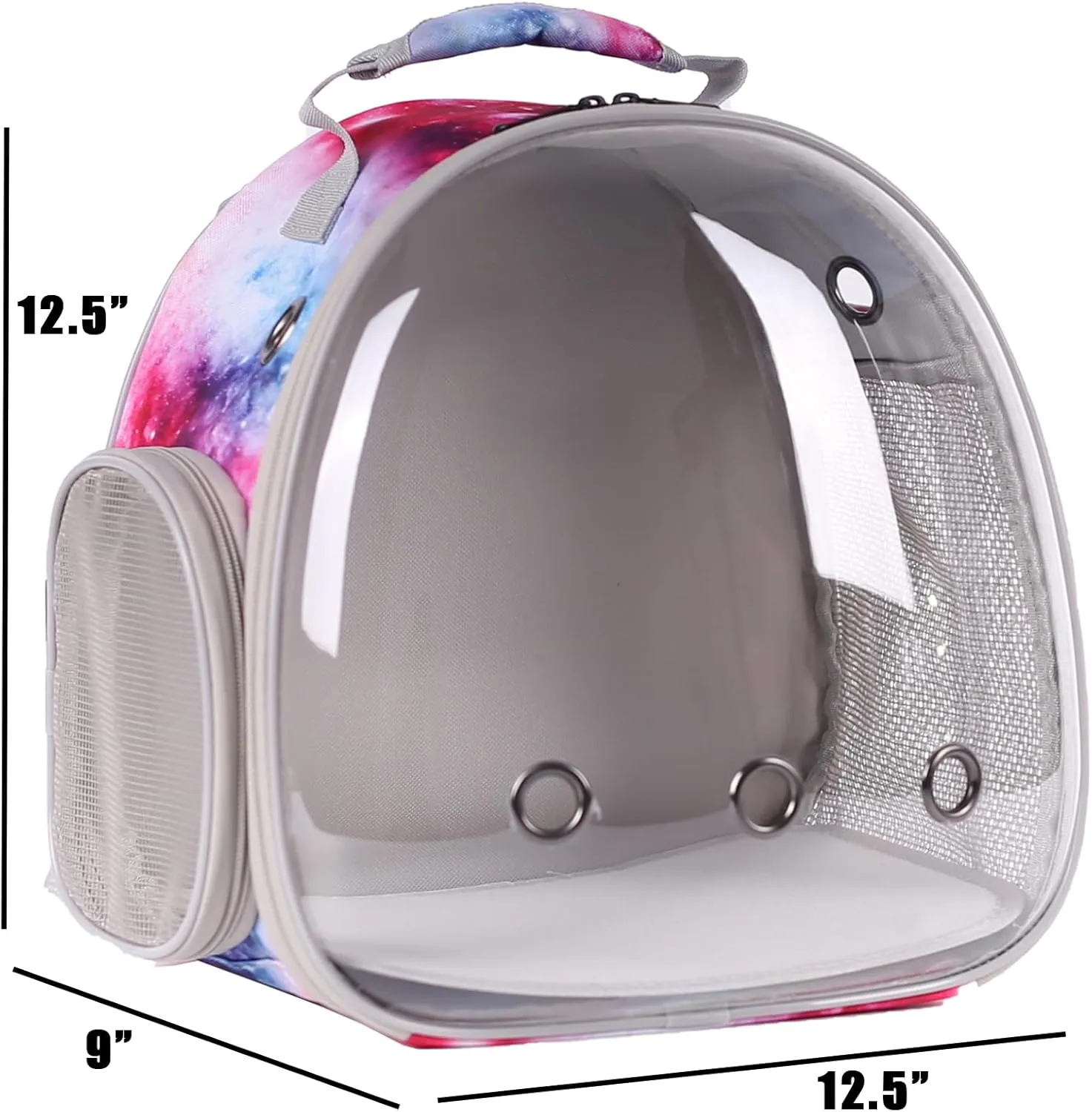 Hedgehog Backpack Carrier, Galaxy Theme Bearded Dragon Backpack,Small Animal Backpack for 2 Guinea Pig Lizard, Space Capsule Clear Bubble Window Carrier for Rat Bunny Rabbit (Galaxy Pink)