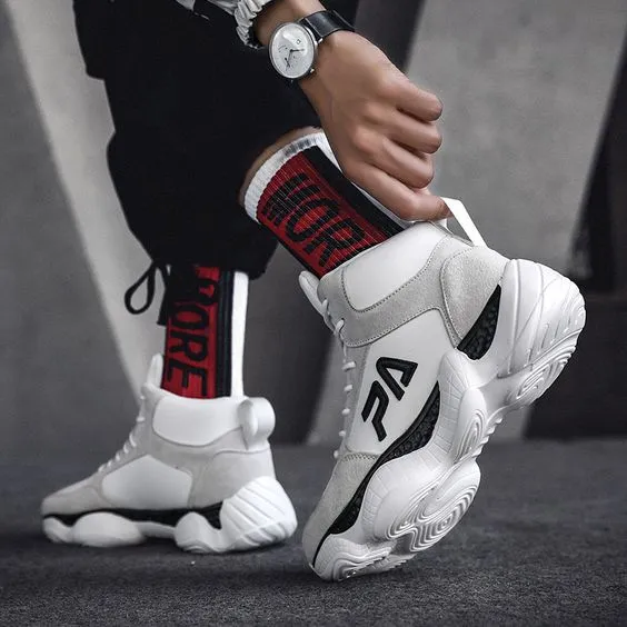 High Top Leather Basketball Shoes