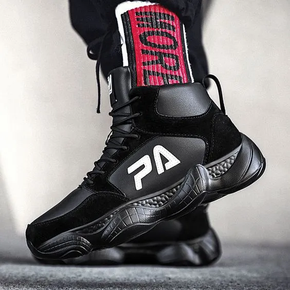 High Top Leather Basketball Shoes