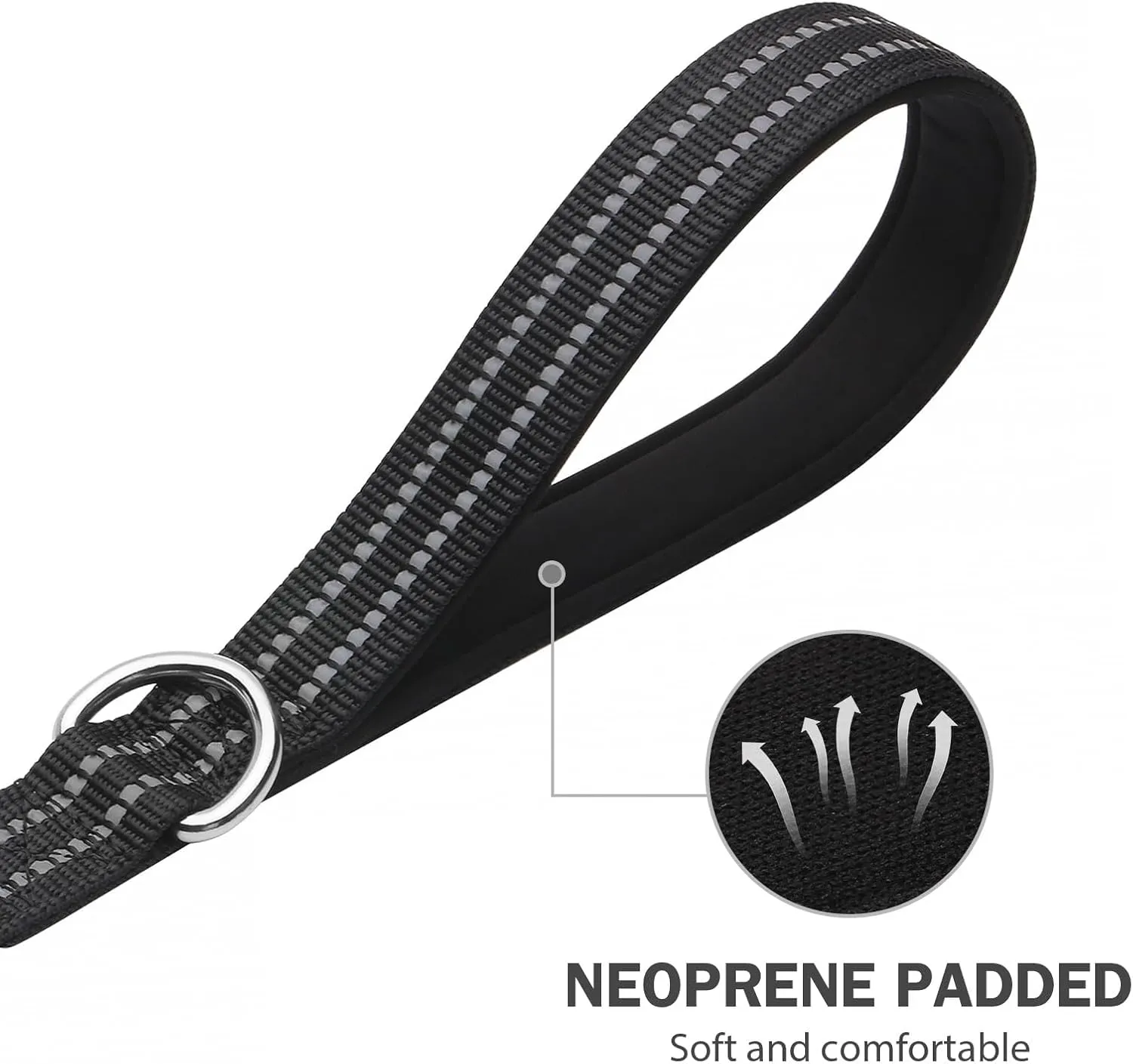 Hikiko 6 FT Heavy Duty Dog Leash with 2 Padded Handles Reflective Nylon Double Handle Dog Leash, Black