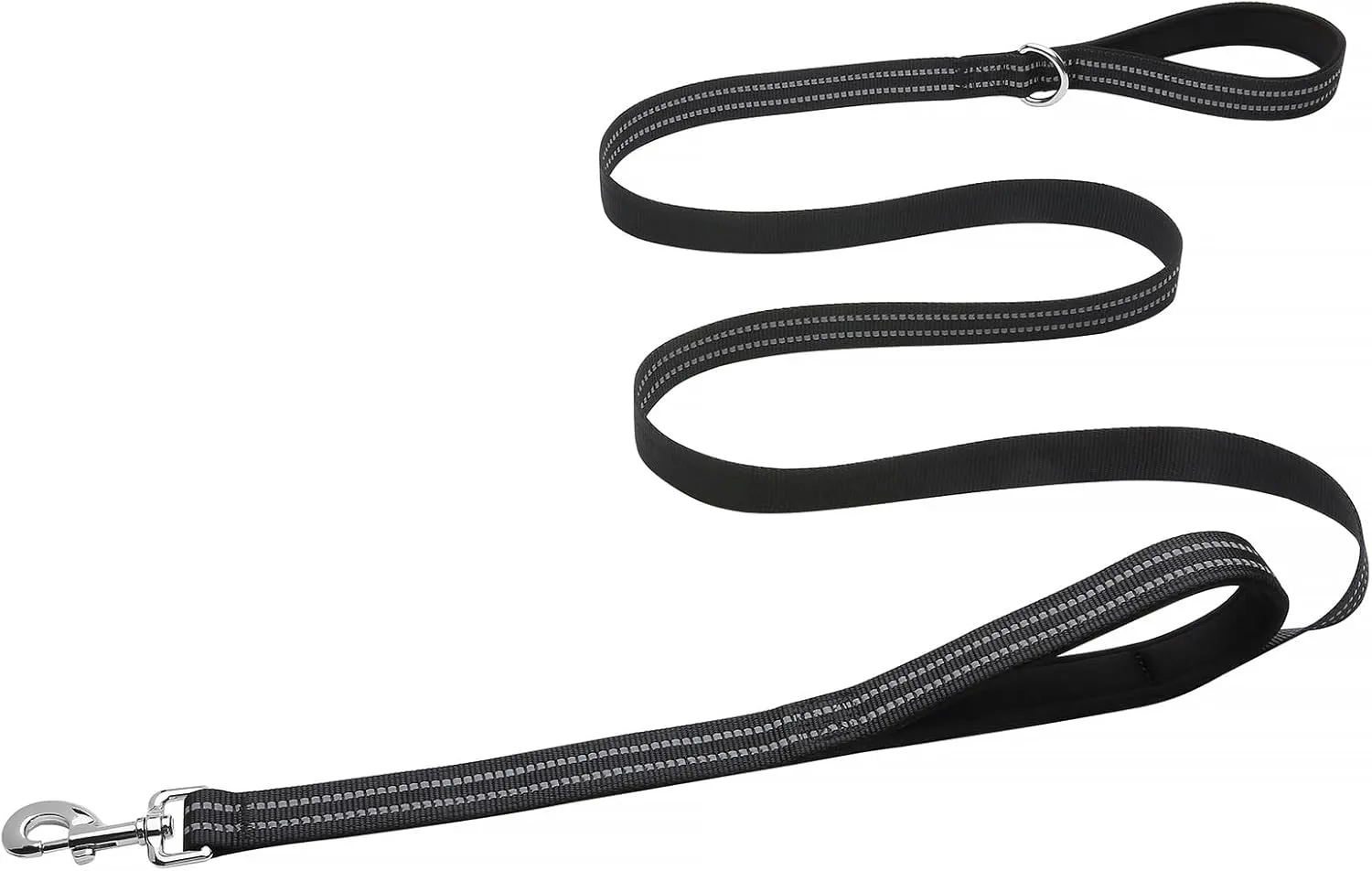 Hikiko 6 FT Heavy Duty Dog Leash with 2 Padded Handles Reflective Nylon Double Handle Dog Leash, Black