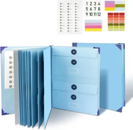 Important Document Organizer, Folio Folders with Pockets .Folder with Labels Pockets, for Emergency Documents, Birth Certificates, Damage Resistant Folder,Passports, School & Offices (Blue)