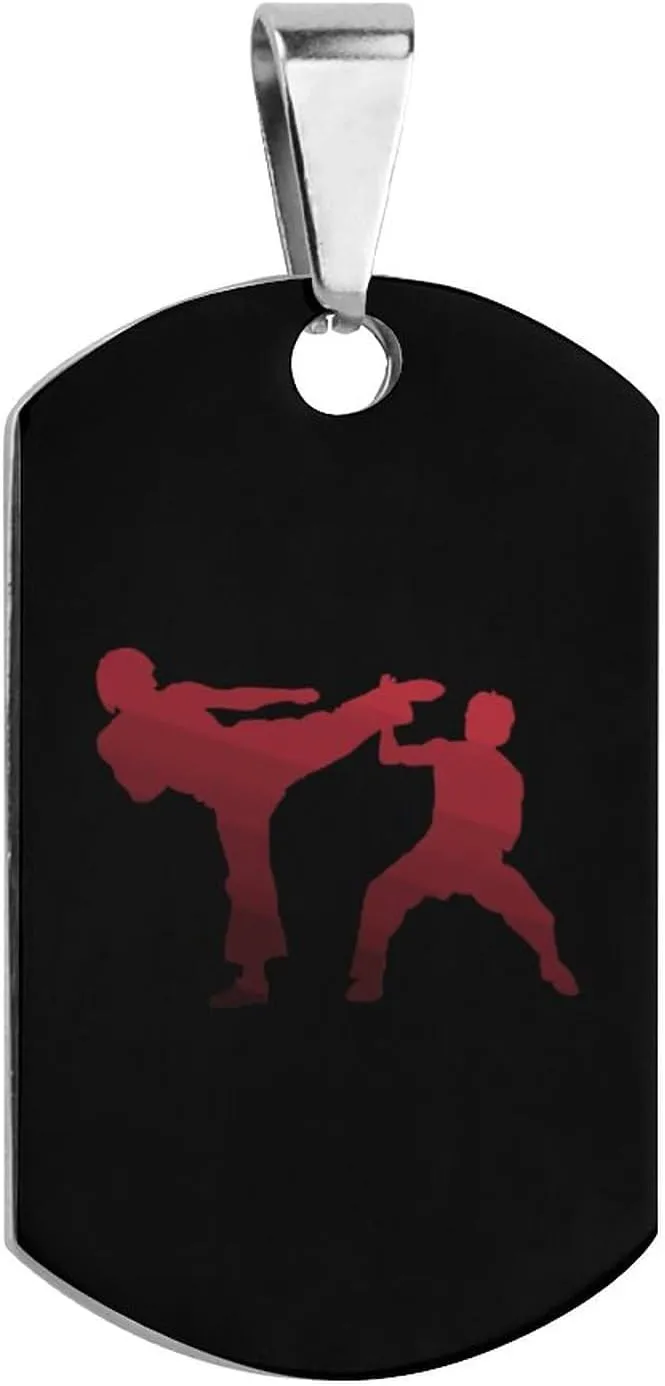 Karate Stainless Steel Pet ID Tags Personalized Dog Tags and Cat Tags Necklace Charm Dog Tags