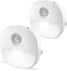 Lyridz Motion Sensor Night Light Indoor, 1-50 lm Dimmable LED Night Lights Plug Into Wall, Bright Plug-in Night Light with Dusk to Dawn Sensor for Stairs, Bathroom, Hallway, Garage, Toilet, (2 Pack)