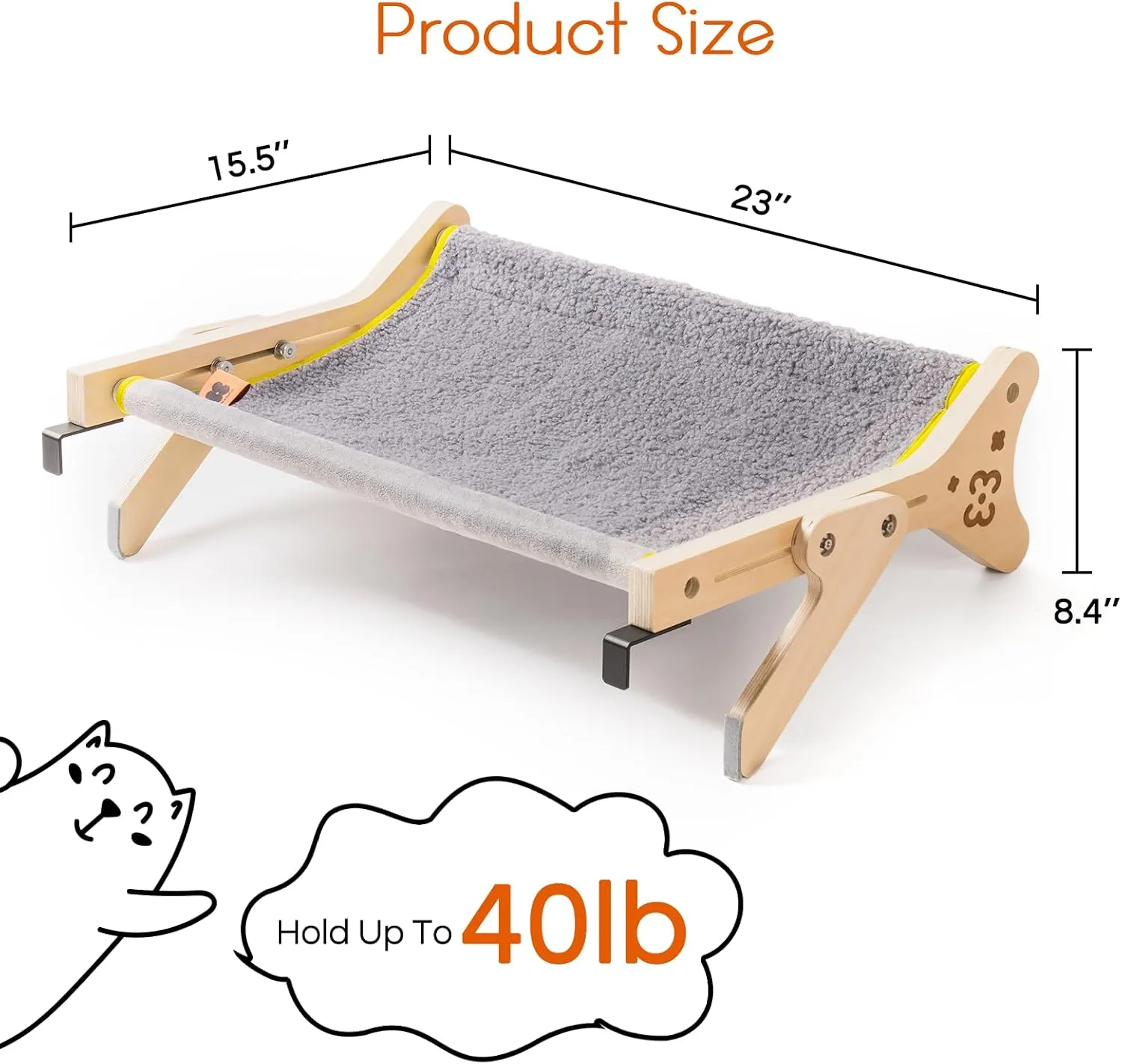 MEWOOFUN Cat Window Perch Cat Window Hammock for Indoor Cats Steady Sturdy Adjustable Cat Bed Providing All-Around Sunbath Space Saving Washable (Grey, Medium)