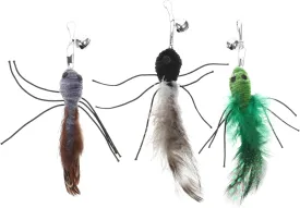 Milisten Cat Toy Wand Replacement with Bell: 3Pcs Interactive Cat Teaser Replacement Insect Attachment - Cat Furry Toy Refills for Cat Kitten Wand (Green Grey Black)