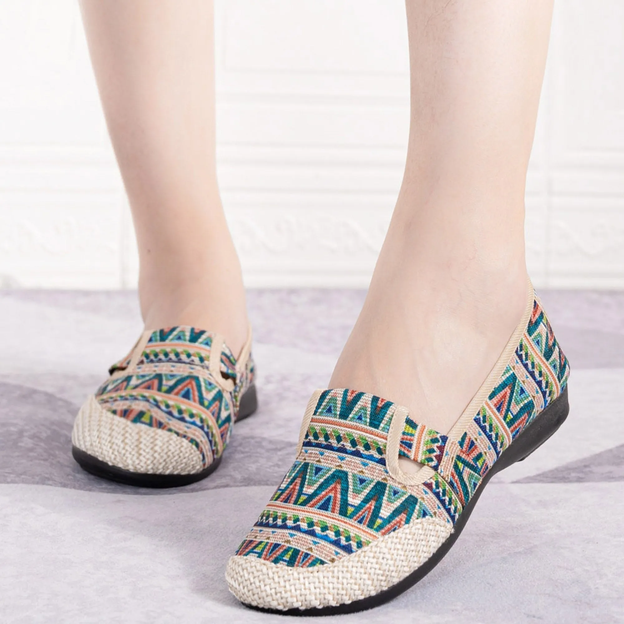 Nanccy Weaving Breathable Loafers  Comfortable Walking Casual Flats Shoes WF07
