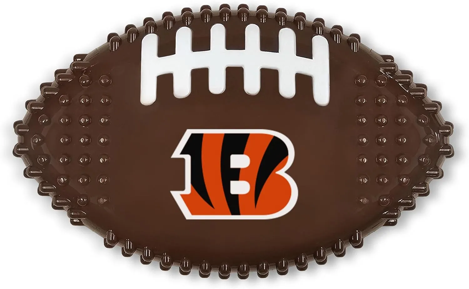 NFL Cincinnati Bengals Bacon-Flavored Dog Bone Football Chew Toy - Indestructible, Strong, Durable Toy for Aggressive Chewers