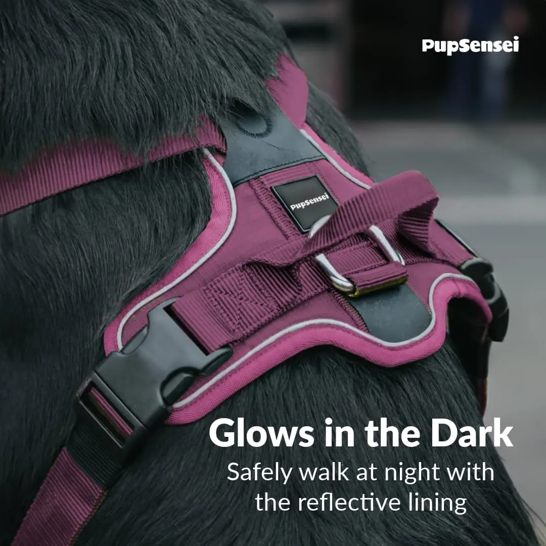 No Pull Dog Harness - Durable Polyester Puppy Harness with Front Anti-Pull Loop, Reflective Strips, and Quick-Release Clips for Small, Medium, and Large Dogs (Berry Purple, Medium)