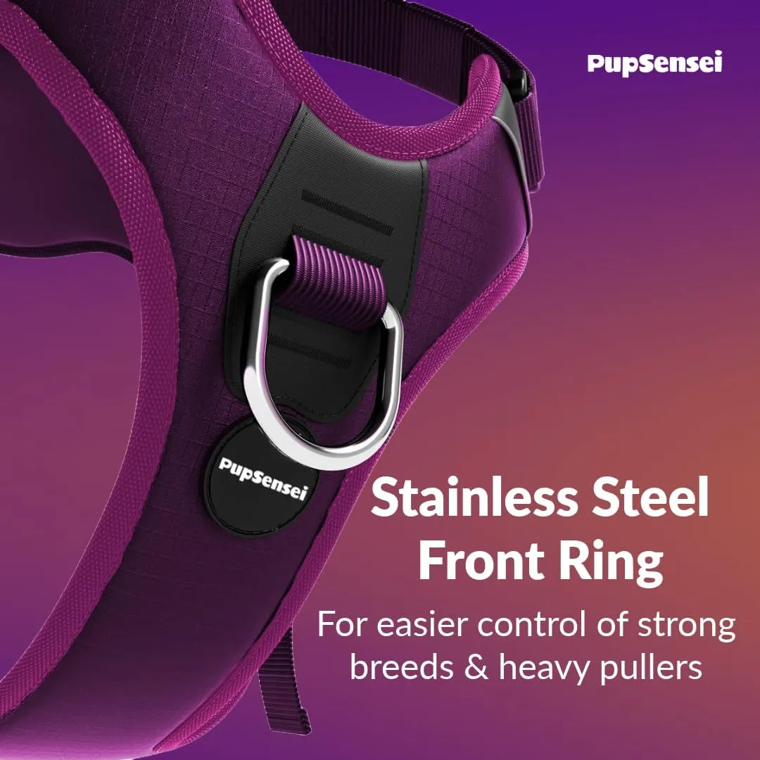 No Pull Dog Harness - Durable Polyester Puppy Harness with Front Anti-Pull Loop, Reflective Strips, and Quick-Release Clips for Small, Medium, and Large Dogs (Berry Purple, Medium)