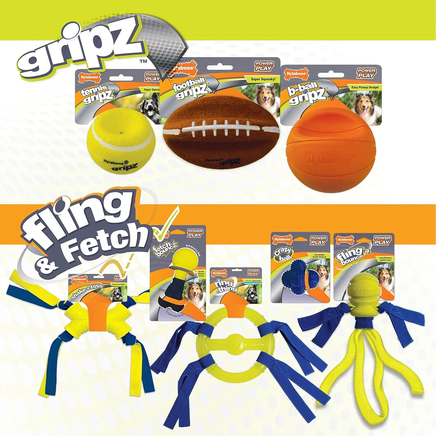 Nylabone Power Play Gripz Felt Basketball Rubber Fetch Toy, Squeaky Ball for Dogs, Medium (1 Count)