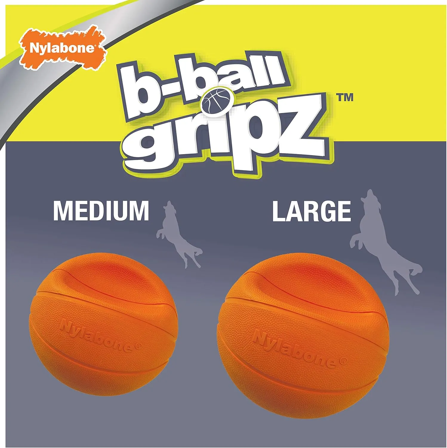 Nylabone Power Play Gripz Felt Basketball Rubber Fetch Toy, Squeaky Ball for Dogs, Medium (1 Count)
